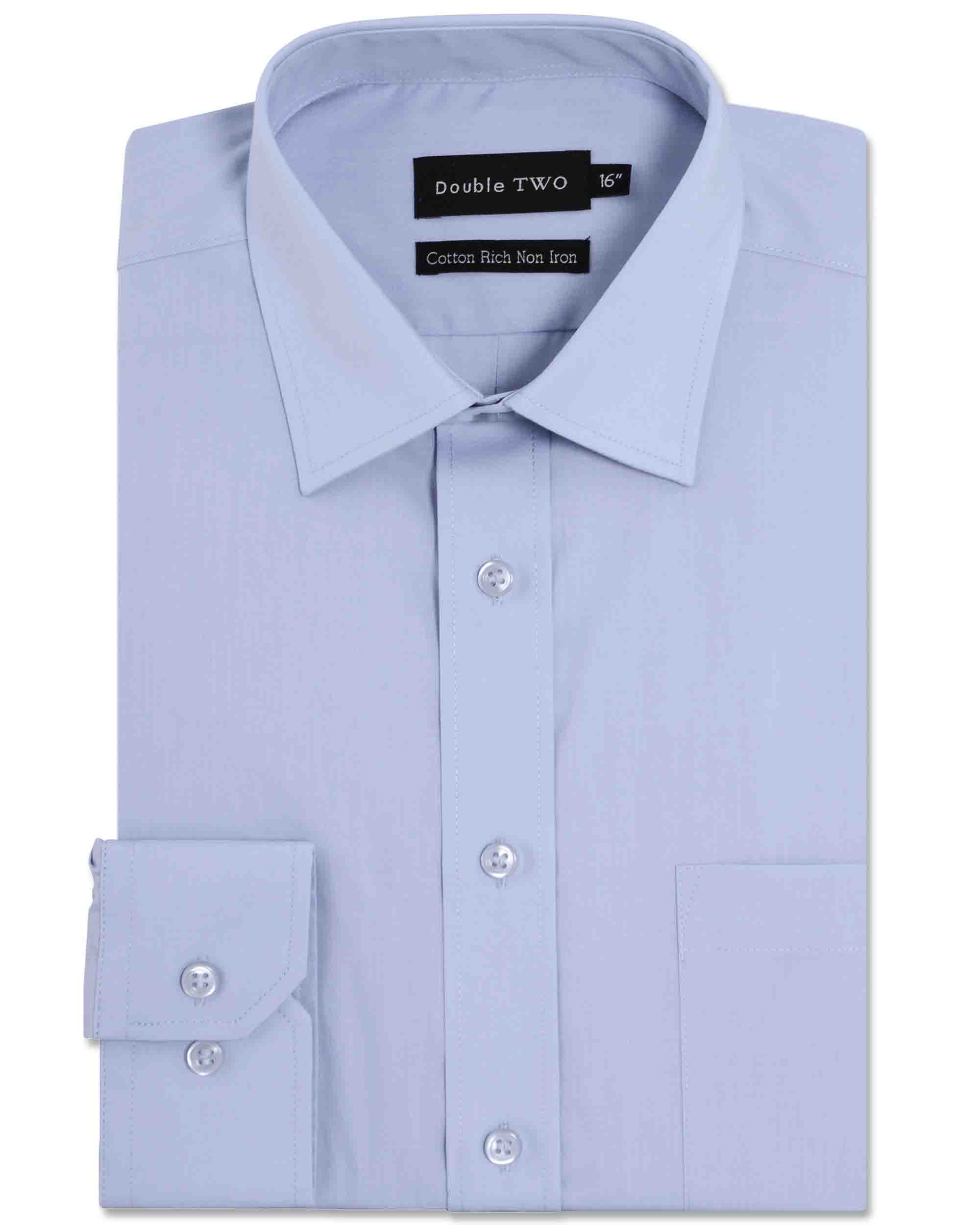 Men's Double TWO Long Sleeve Single Cuff Poplin Shirt | Sugdens ...